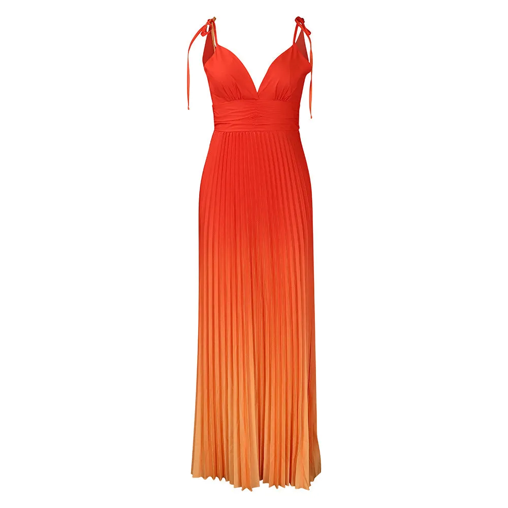 Backless Sexy Strappy Gradient Color Long Dresses Wholesale Dresses