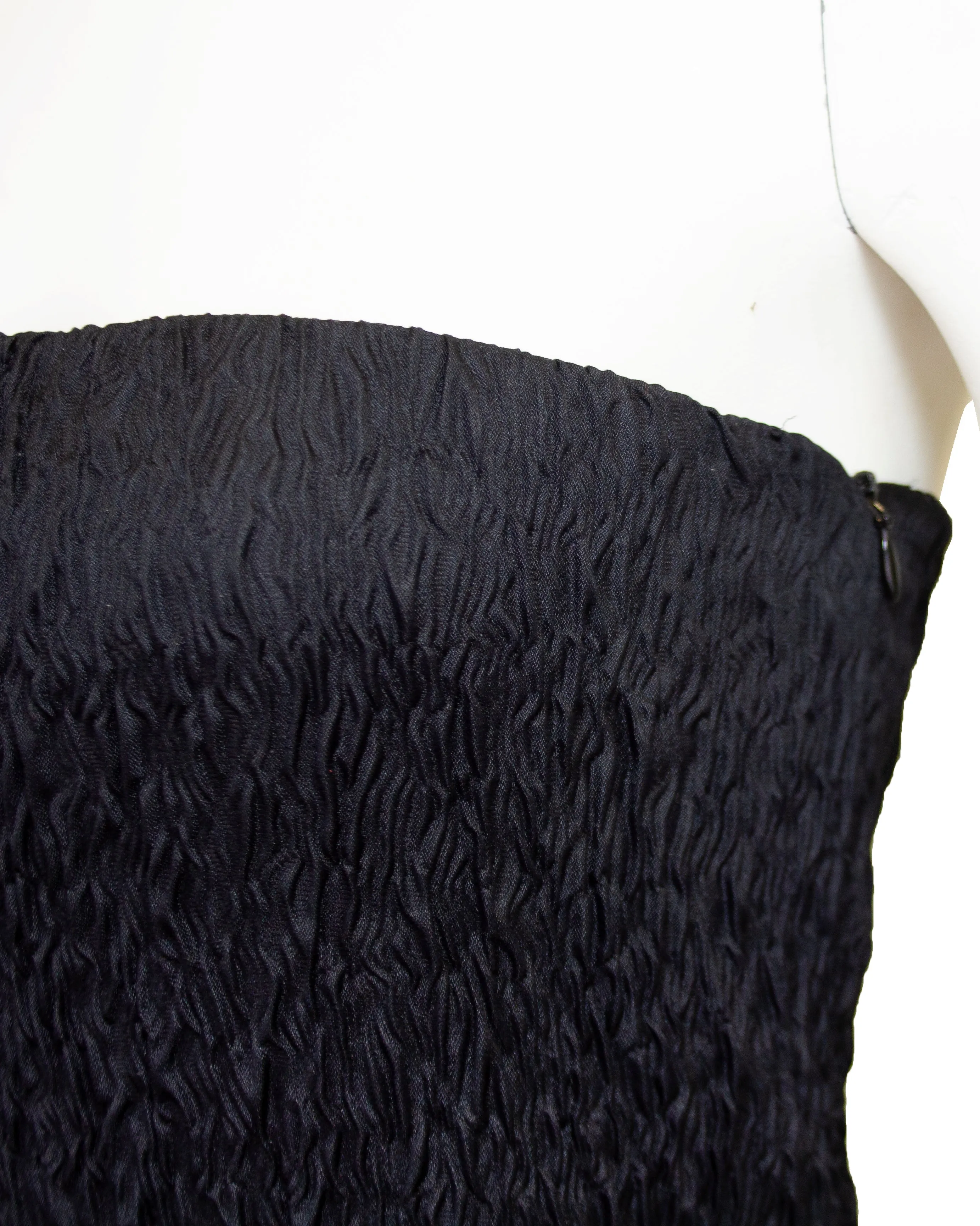 Black Blistered Silk Dress