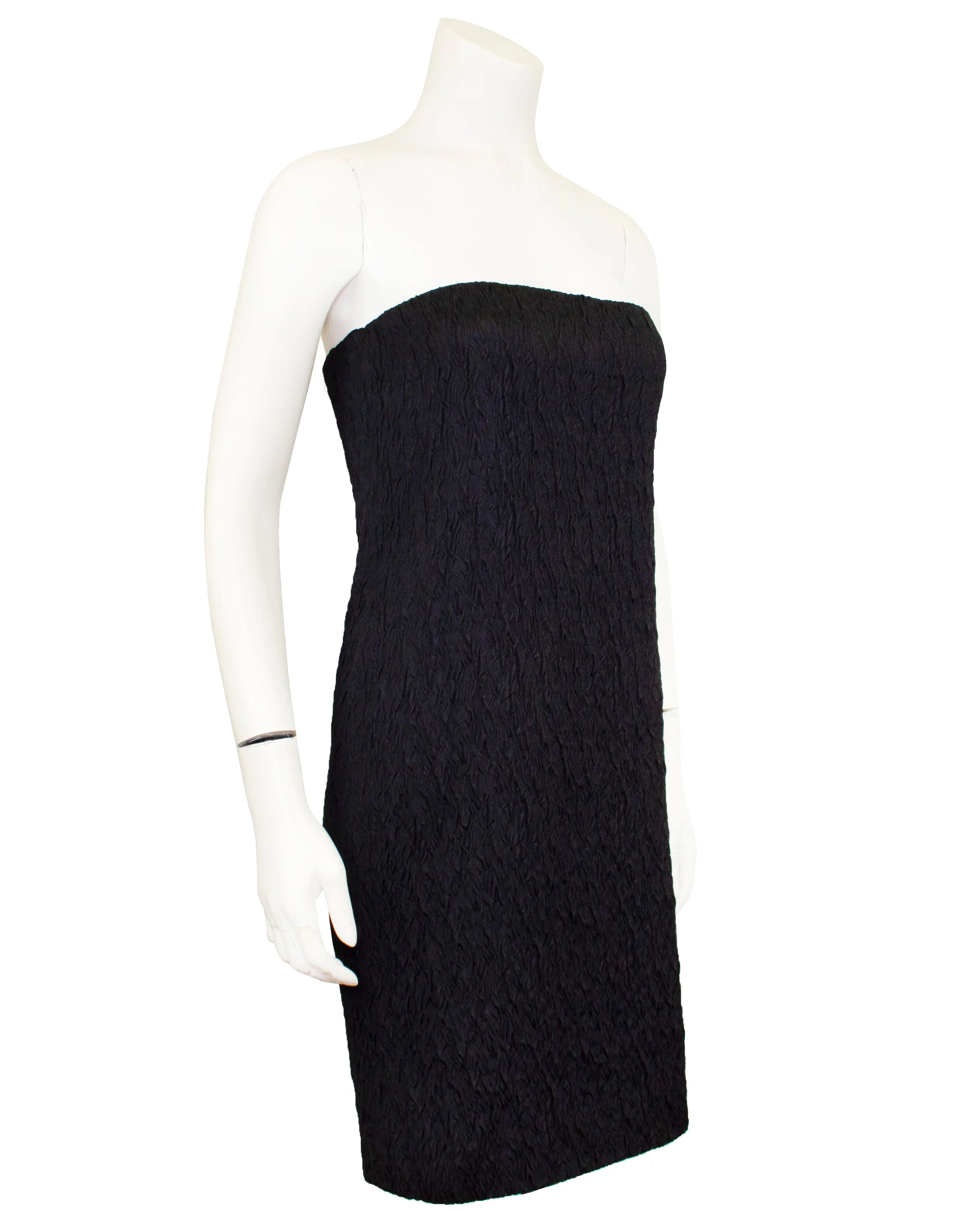 Black Blistered Silk Dress