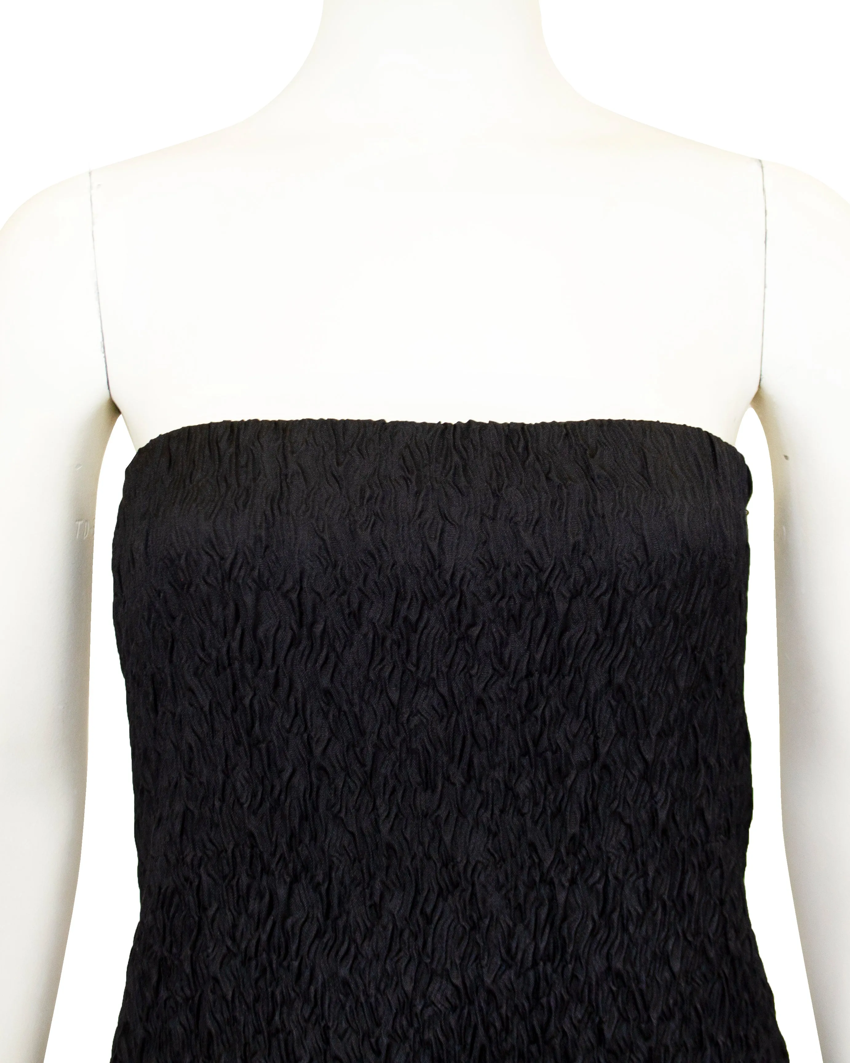 Black Blistered Silk Dress