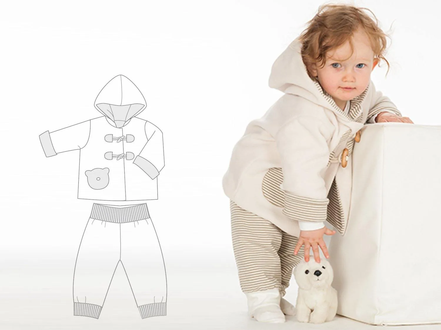 BRIO   LUCCA Baby duffle coat and pants sewing pattern Paper pattern