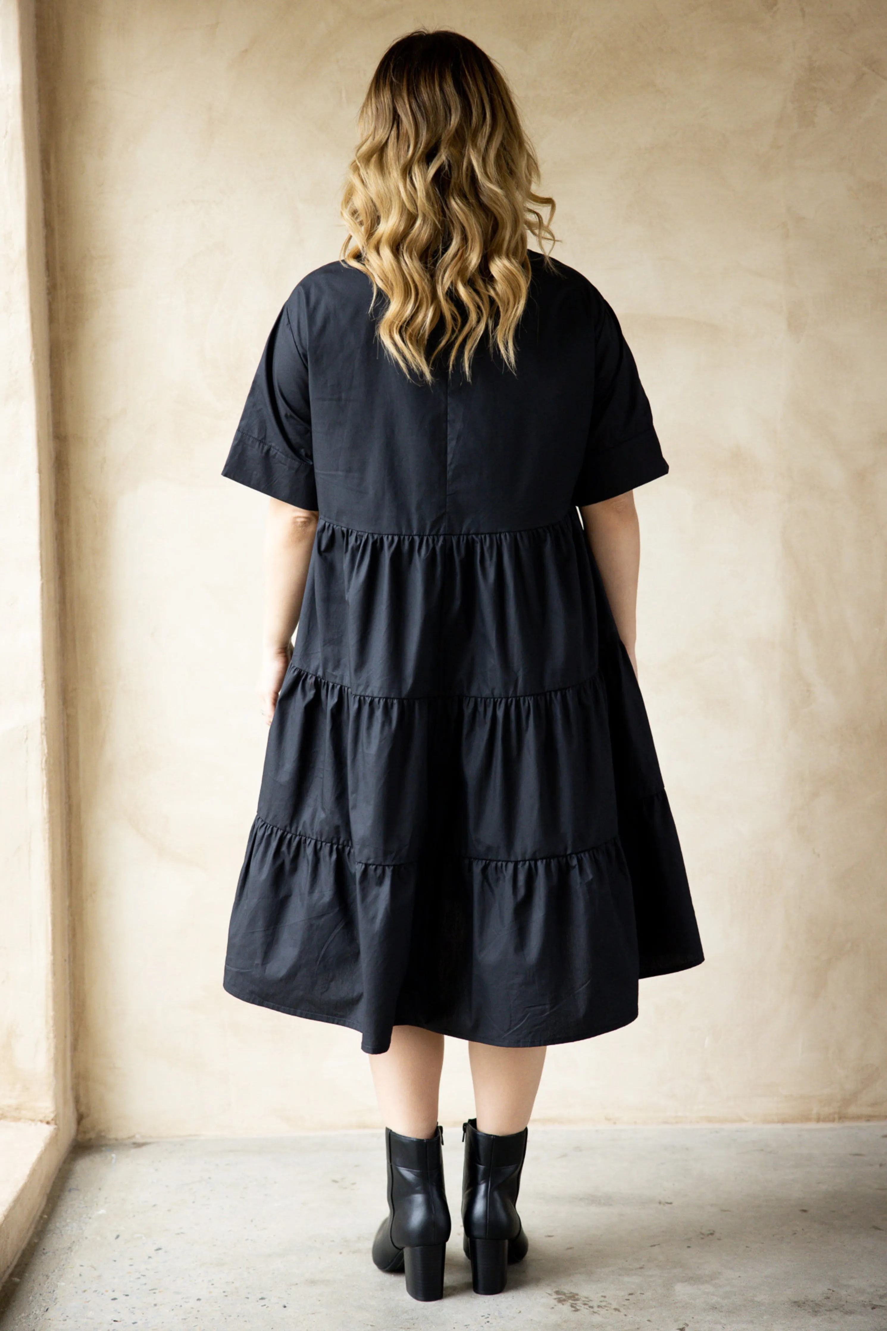 FINAL SALE Serenity Ruffle Dress in Black