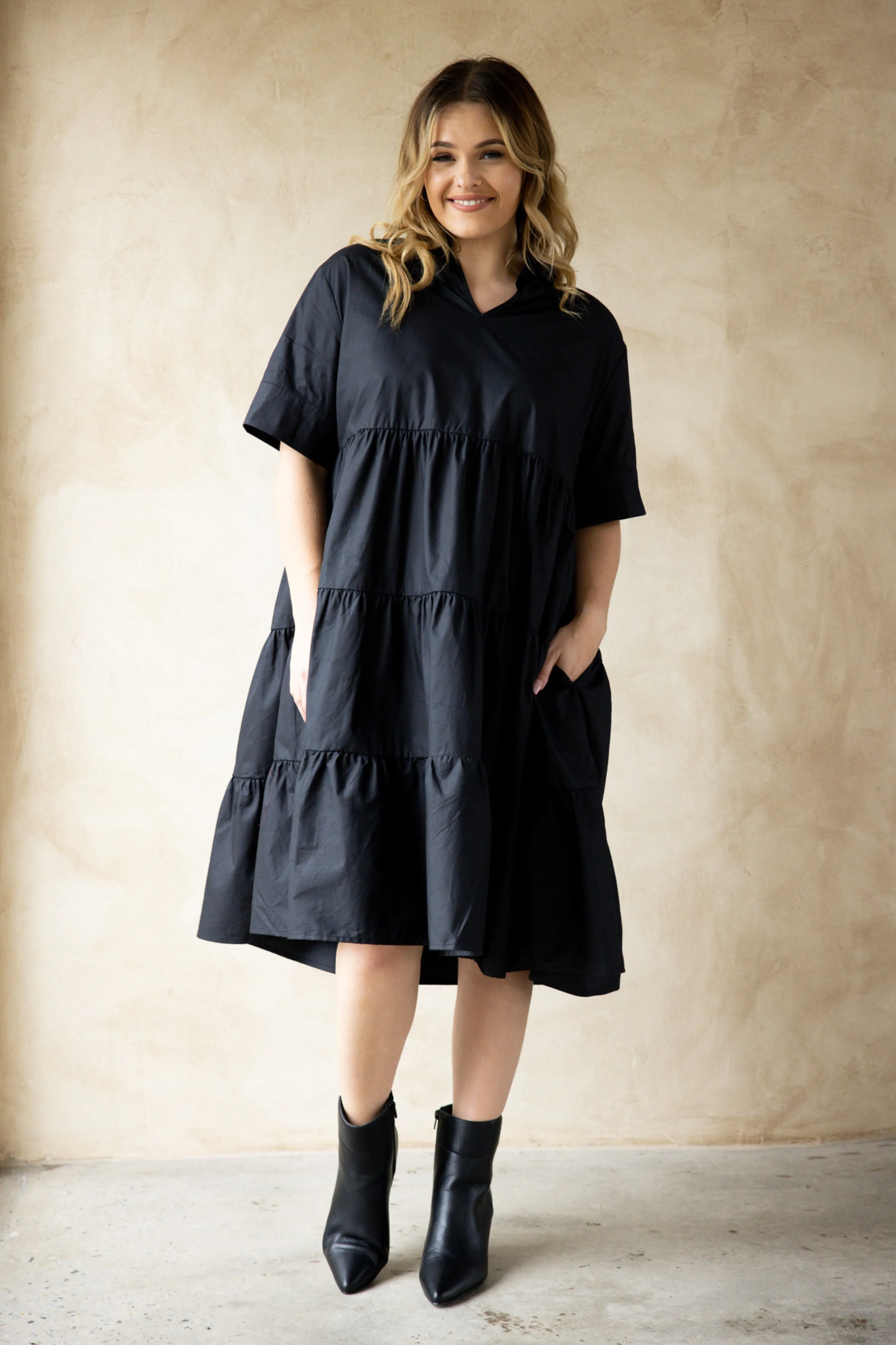 FINAL SALE Serenity Ruffle Dress in Black