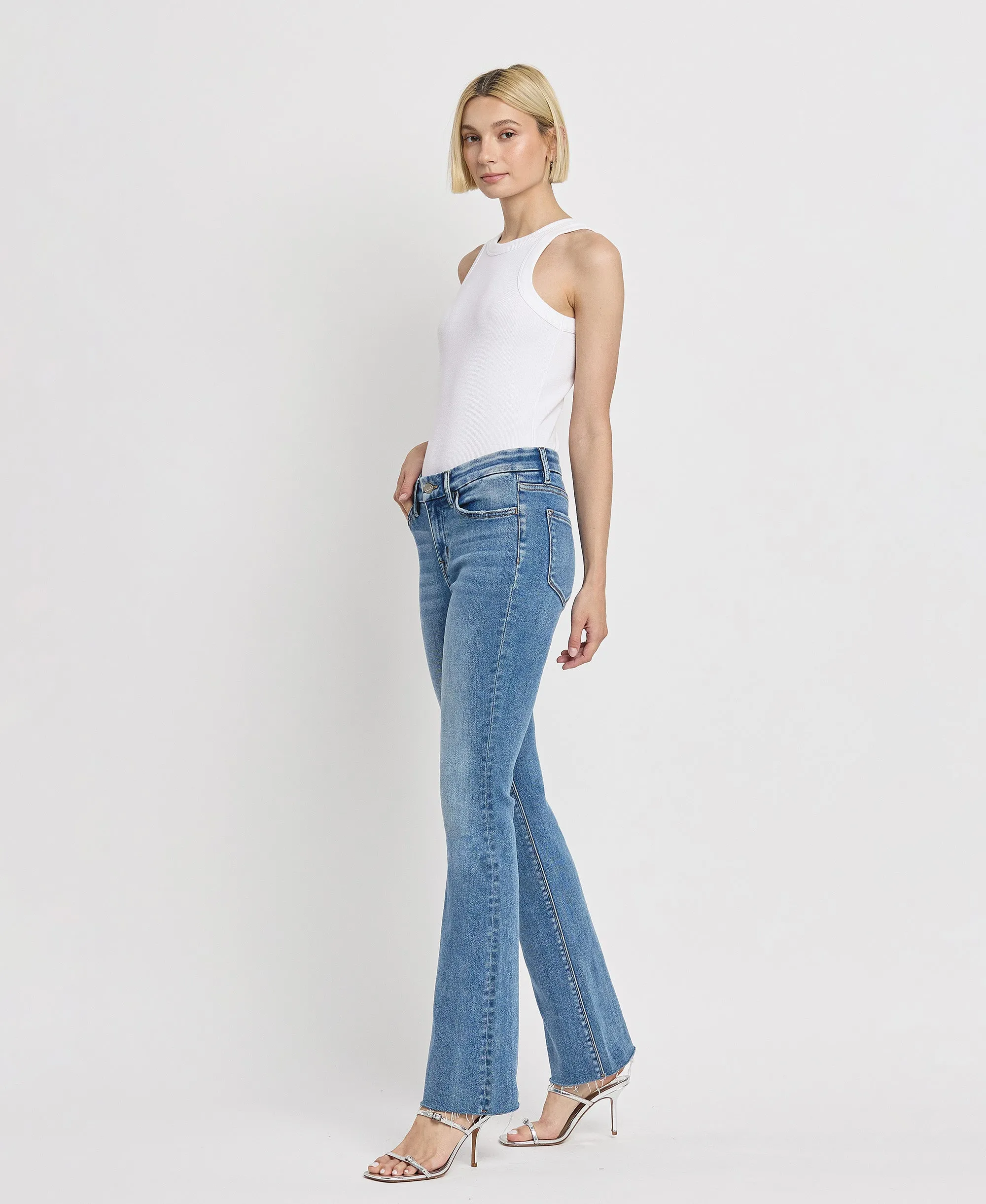 Flores Sea - Mid Rise Seamless Waistband Bootcut Jeans