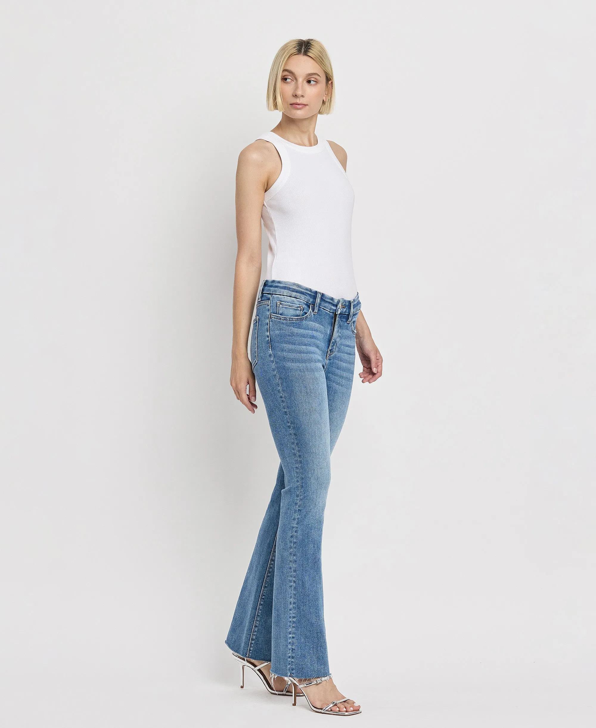 Flores Sea - Mid Rise Seamless Waistband Bootcut Jeans