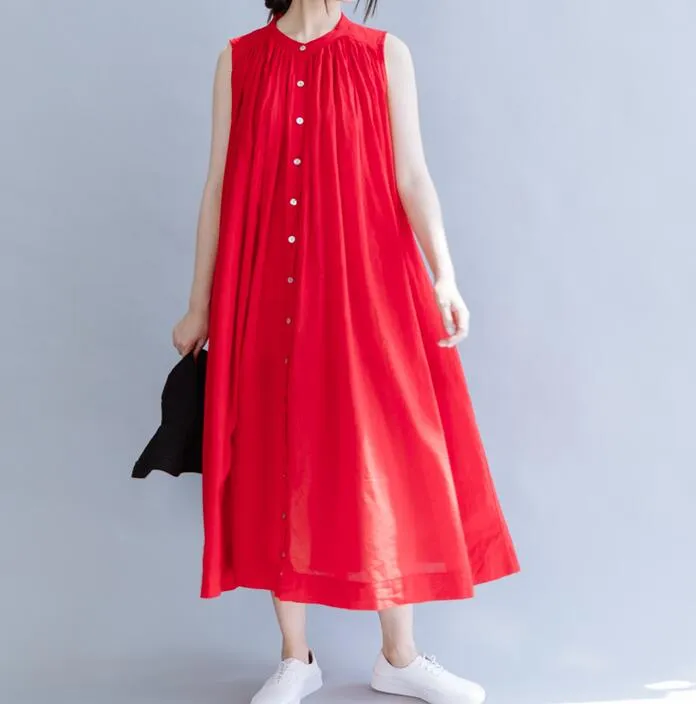 Loose Long Women Spring Dresses Plus Size Sleeveless Dresses