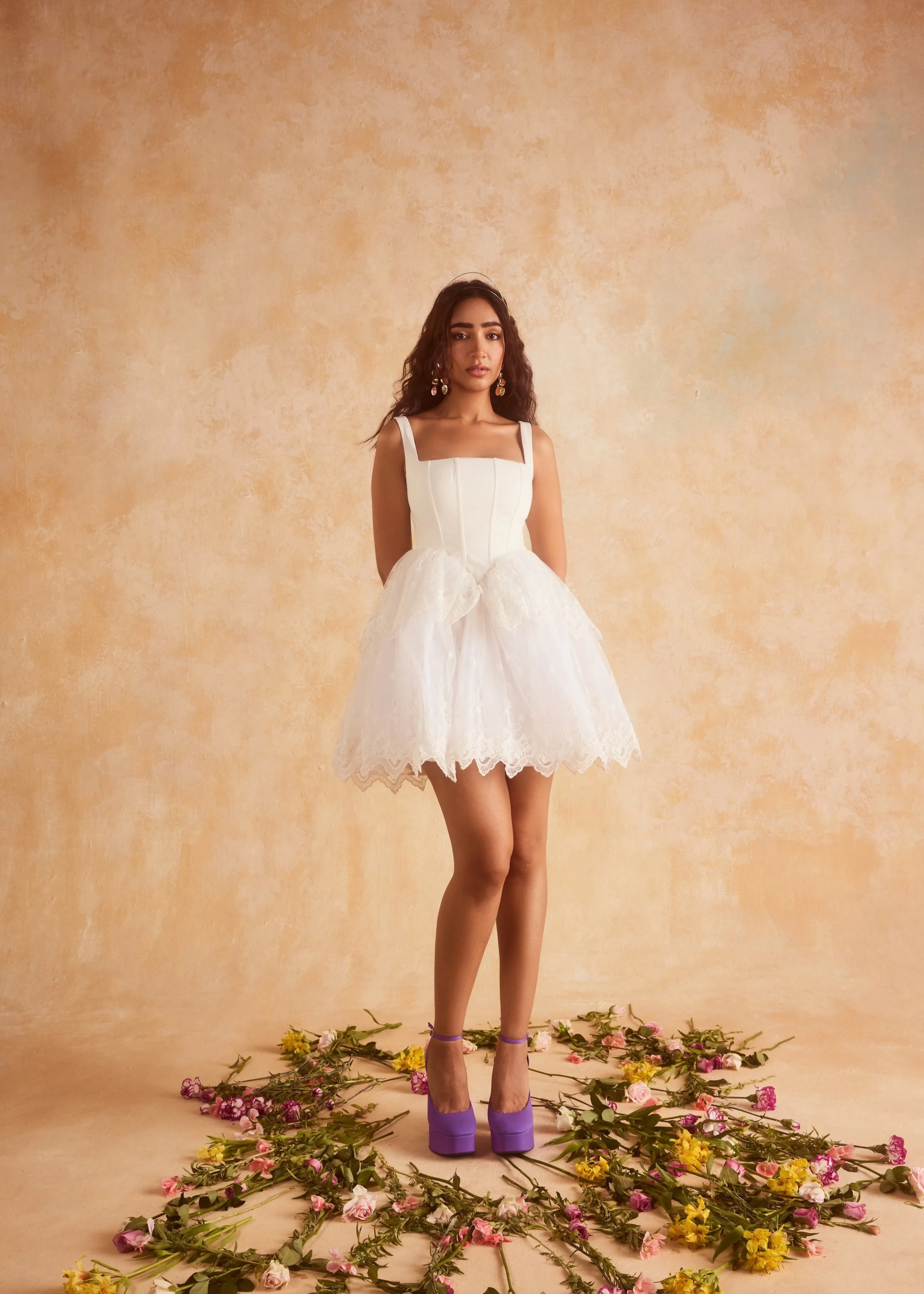 Ophelia White Embroidered Puff Mini Corset Dress